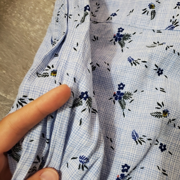 NZA New Zealand Auckland Plaid Floral Button Down Shirt. Blue, White. Men L. - Picture 6 of 11